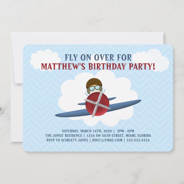 Flygare och hans flygplan inbjudningar (Framsida)