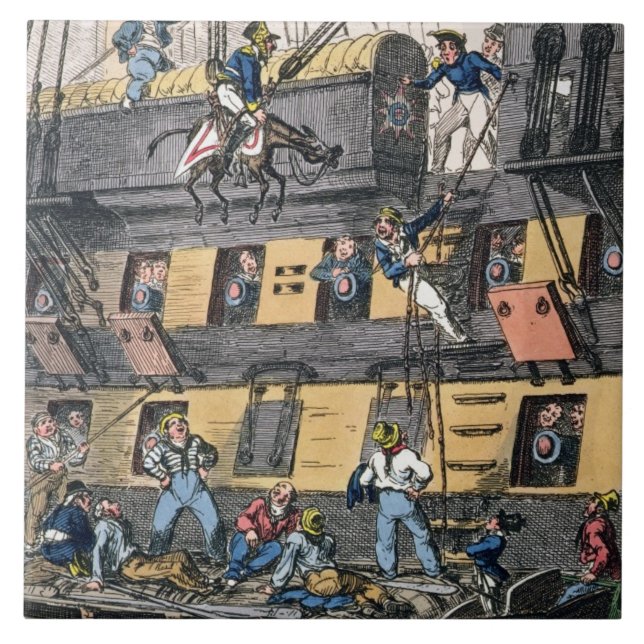 Flygartilleri eller en hästflotta (färgengravi kakelplatta (Framsidan)