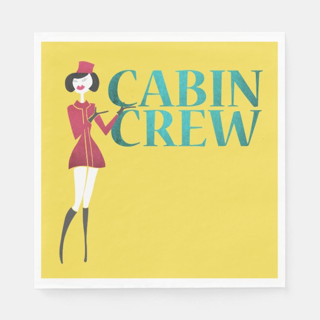Flygassistent med kabinbesättningstypbehörighet pappersservett (Framsidan)