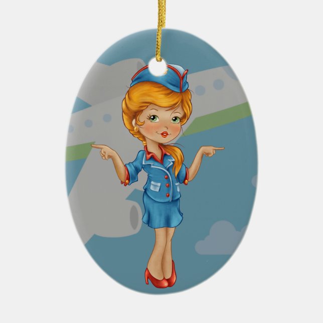 Flygassistent - SRF Julgransprydnad Keramik (Framsidan)