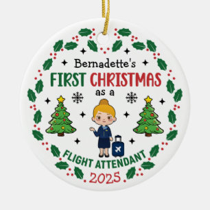 Flygassistenten Första jul-Personligen Julgransprydnad Keramik