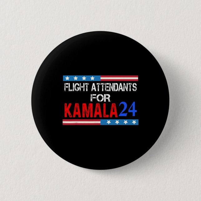 Flygassistenter till Kamala Harris 2024 Knapp (Framsida)