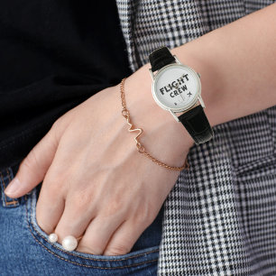 Flygbesättning Modern Black Airplan Travel Vacacat Armbandsur