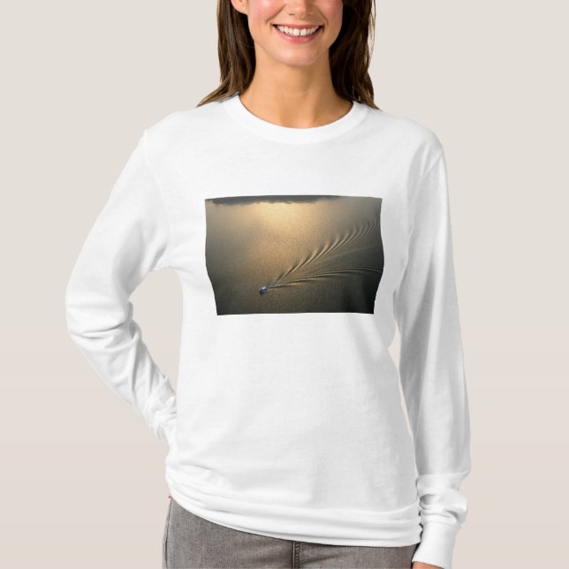 flygbild av båt i Lake Gatun Panama Tee (Framsida)