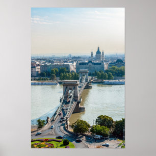 Flygbild av Kedjebron - Budapest, Ungern Poster