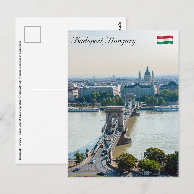 Flygbild av Kedjebron - Budapest, Ungern Vykort (Fram/baksida)