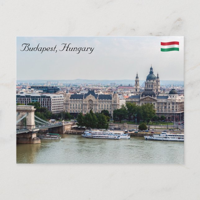 Flygbild av Kedjebron - Budapest, Ungern Vykort (Framsida)