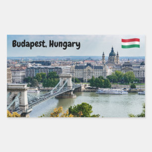 Flygbild av Kedjebron i Budapest, Ungern Rektangulärt Klistermärke