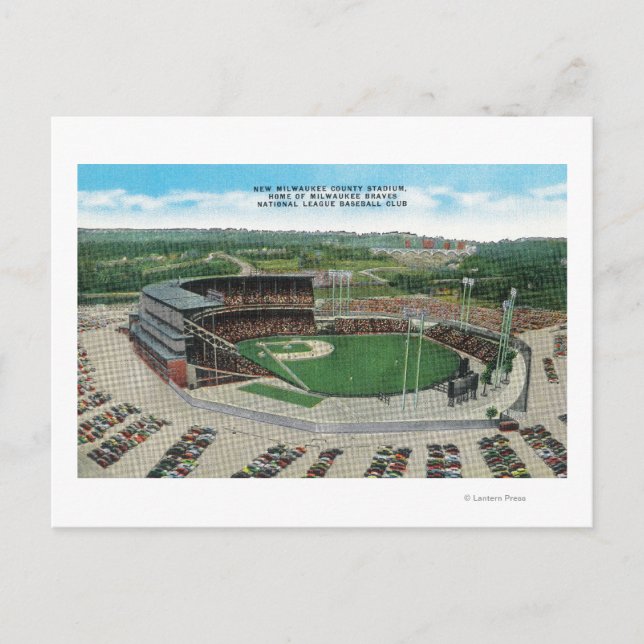 Flygbild av Nya Milwaukee County Stadium Vykort (Framsida)
