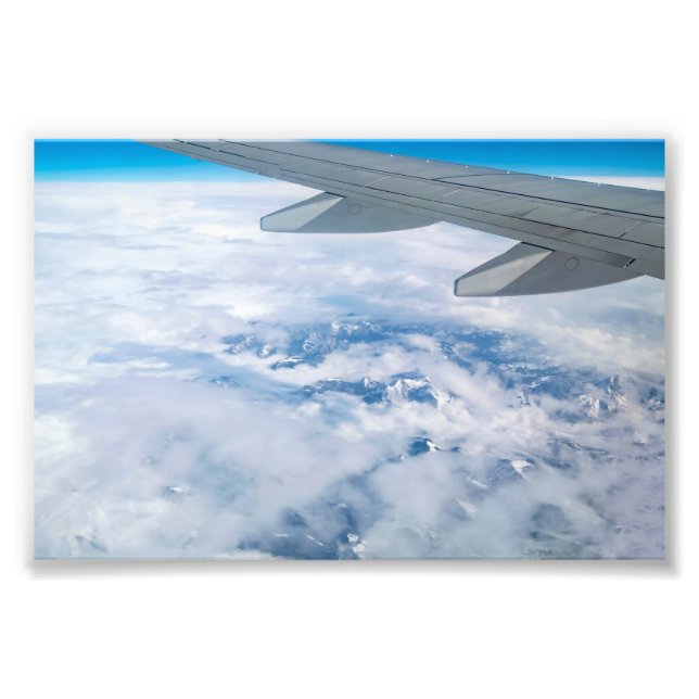 Flygbild över de snöiga alperna – flyg till Venedi Fototryck (Framsidan)