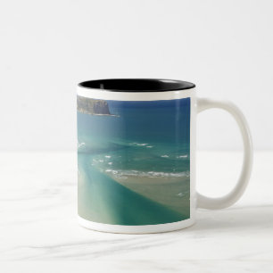 Flygbild över flodmynning, Sawyer Bay, Stanley och Två-Tonad Mugg