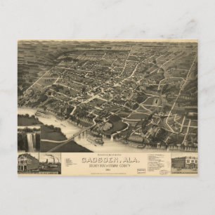 Flygbild över Gadsden, Alabama (1887) Vykort