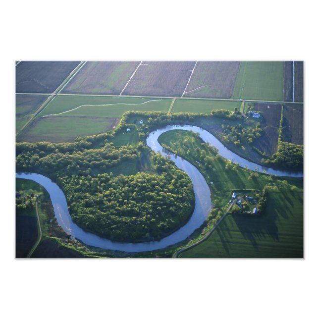 Flygbild över Red River of the North Fototryck (Framsidan)