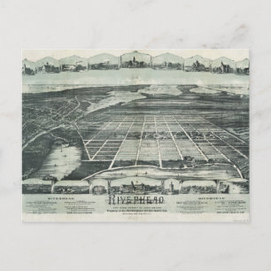 Flygbild över Riverhead, New York (1890) Vykort