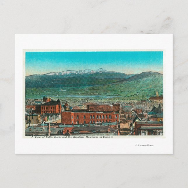 Flygbild över stad och högland vykort (Framsida)