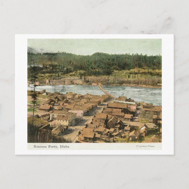 Flygbild över staden och floden vykort (Framsida)