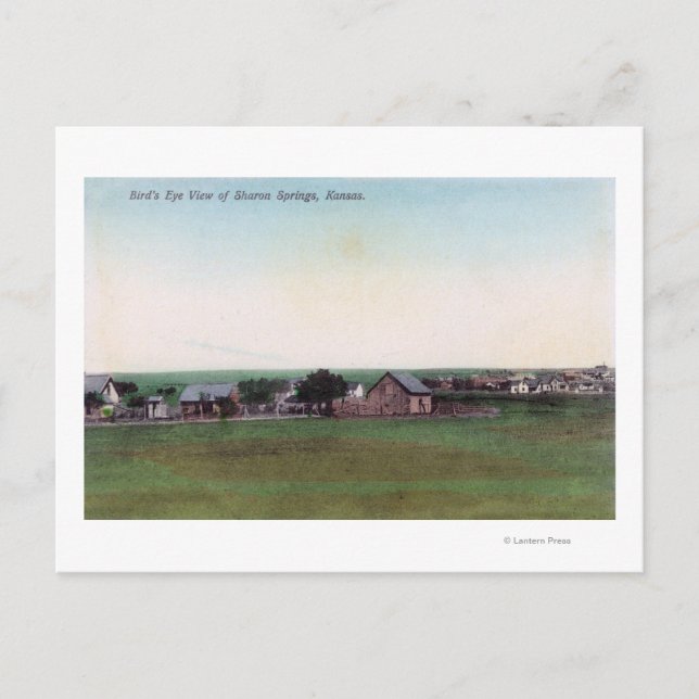 Flygbild över staden Sharon Springs, KS Vykort (Framsida)