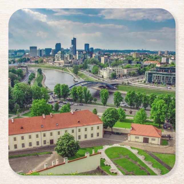 Flygbild över Vilnius, Litauen Underlägg Papper Kvadrat (Framsidan)