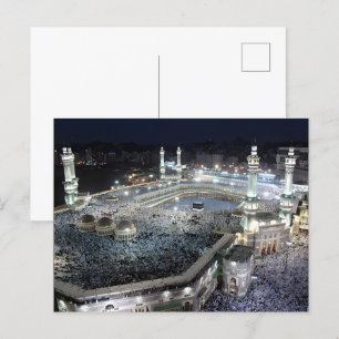 Flygbild på Hajj-pilgrimer vid Kaaba, Mecka Vykort