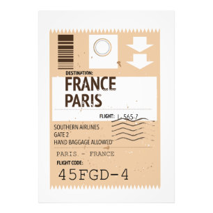 flygbiljett Paris Frankrike Fototryck