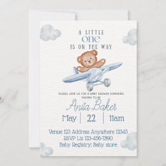 Flygbjörn Lilla En på Väg Babykalas Inbjudningar