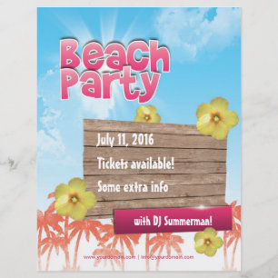 Flygblad för Beach Party - ensidigt, fullt anpassa