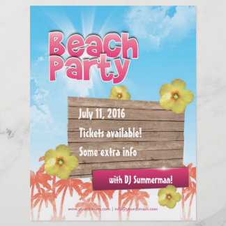 Flygblad för Beach Party - ensidigt, fullt anpassa