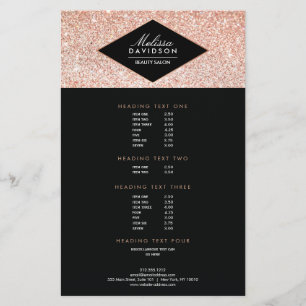 Flygblad för Rose Gold Glitter och Glamour Skönhet
