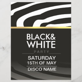 Flygblad för temat disco party med svartvitt