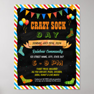 Flygblad för Wacky Socks Day poster mall