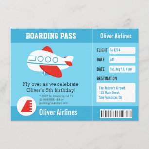 Flygbolags Boarding Pass Födelsedagsfest Inbjudnin Inbjudningar
