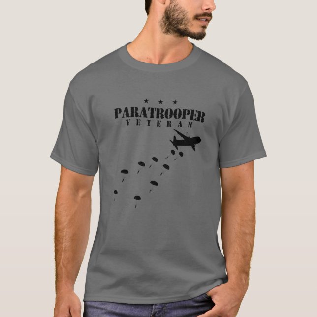 Flygburen paratrooper Veteran Infantry Division T Shirt (Framsida)