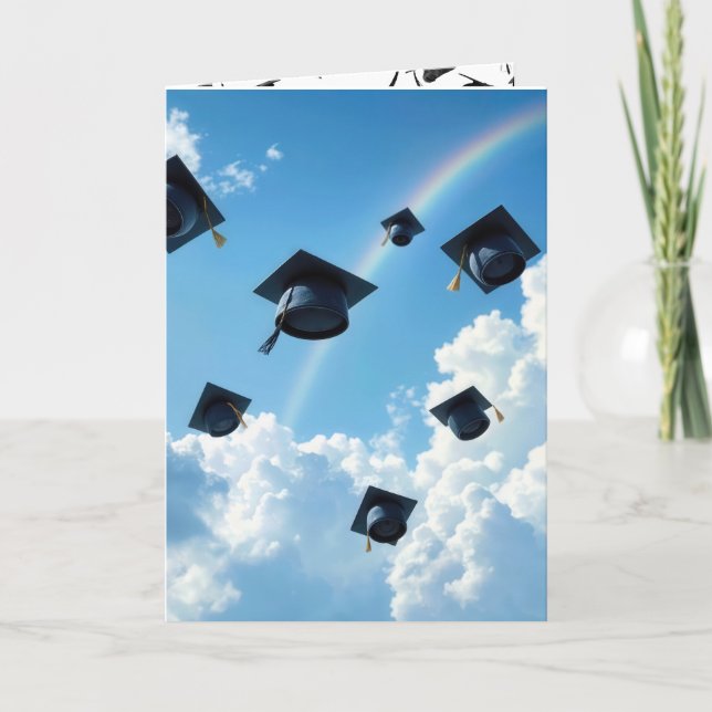Flygburen Studenten-hattar och regnbåge Kort (Framsida)
