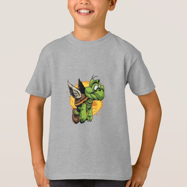 Flygburen Tecknad Turtle T Shirt (Framsida)