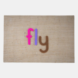 Flygdörrmatta - fetstilt typografi på jordduk