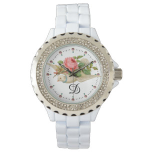 FLYGDOVE MED ROSA ROS MONOGRAM ARMBANDSUR