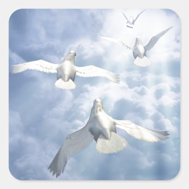 Flygduvor Fyrkantigt Klistermärke (Framsida)