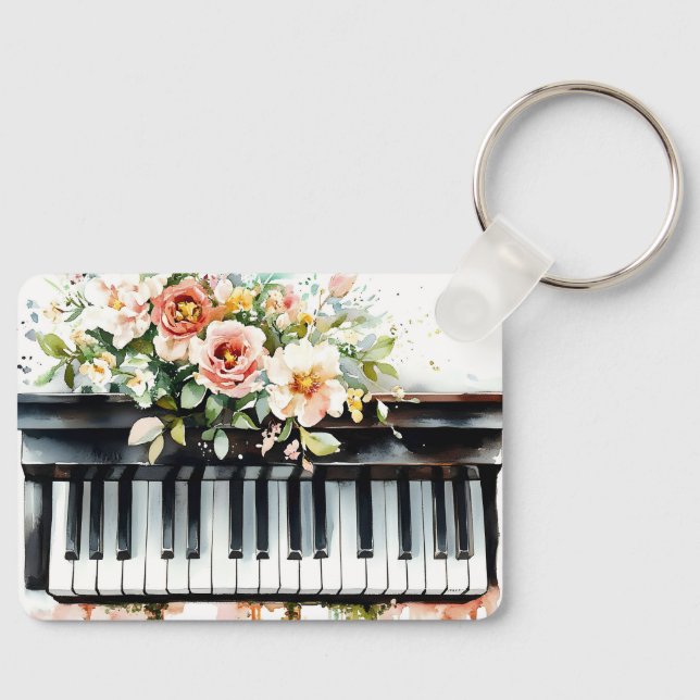 Flygel tangenter och blommor nyckelring (Framsida)