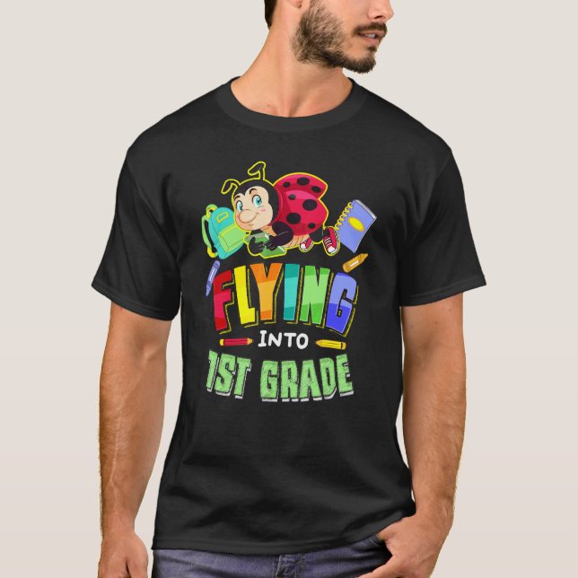 Flyger in i 1:a klass Ladybug Tillbaka till skolan T Shirt (Framsida)