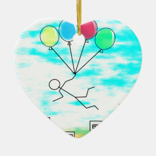 flyger över staden med ballonger julgransprydnad keramik