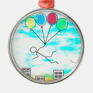 flyger över staden med ballonger julgransprydnad metall