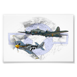 Flygeskort för Mustang P-51 Fototryck