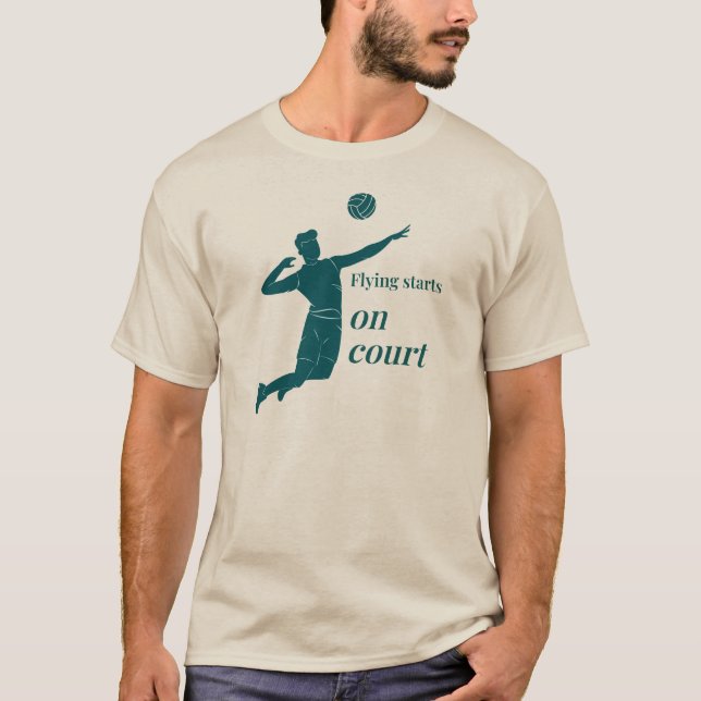 Flyget börjar på en domstol, Volleyball. T Shirt (Framsida)