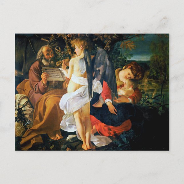 Flyget in i Egypten av Caravaggio (1596) Vykort (Framsida)