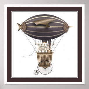Flygfartyget Penny Farthing Fantasy som flyger Mas Poster