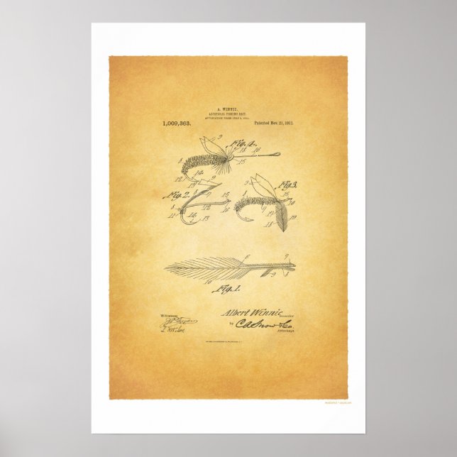 Flygfiske 1921 US Patent Poster - A Winnie (Framsidan)