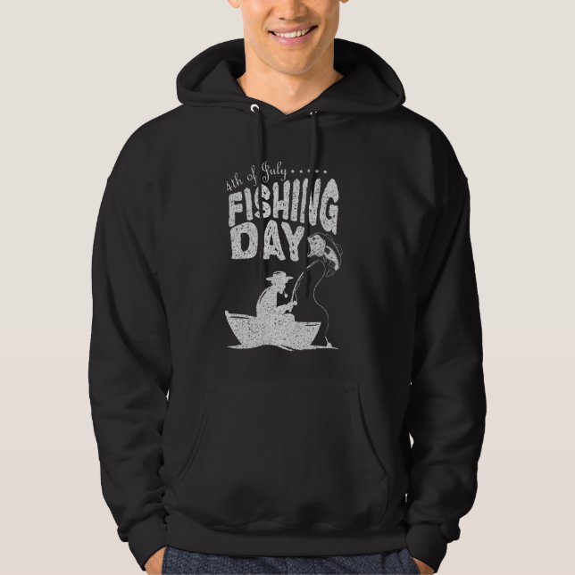 Flygfiske 4:e juli Fiskedagspatent för fiskare Hoodie (Framsida)