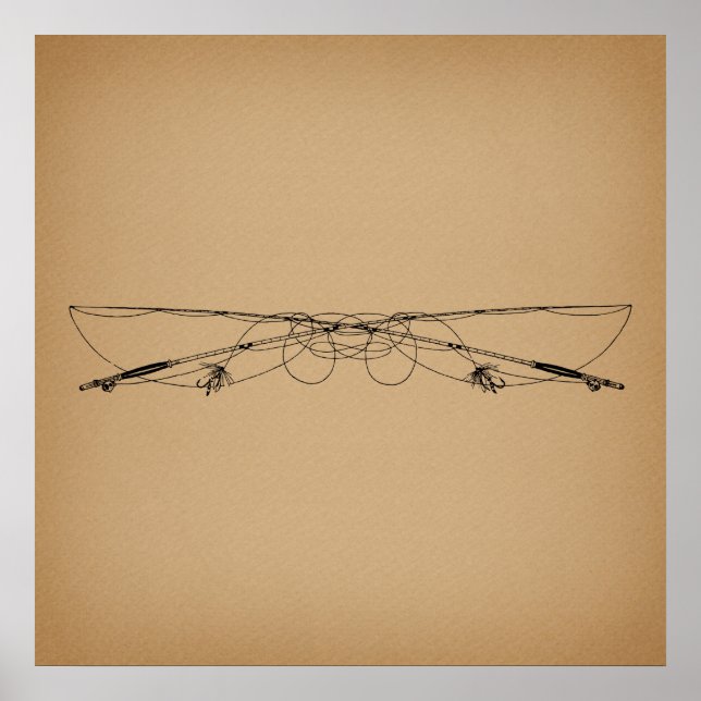 Flygfiske Antique Art Fishpoles Vintage Poster (Framsidan)