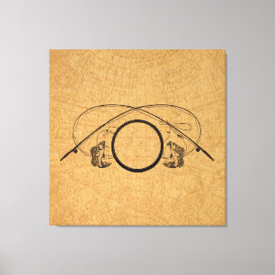 Flygfiske Antique FIshing Rods Art Illustration Canvastryck