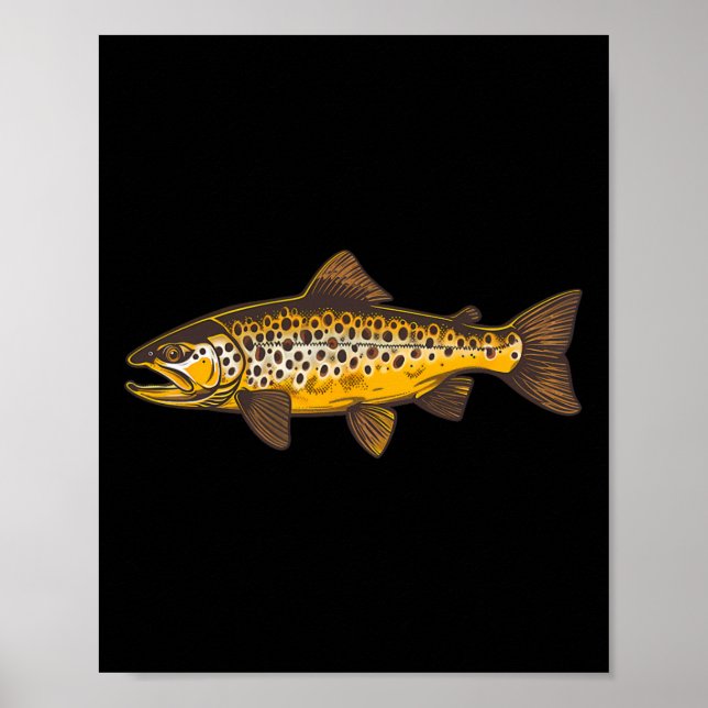 Flygfiske av brunöring utomhus och Natur Poster (Framsidan)